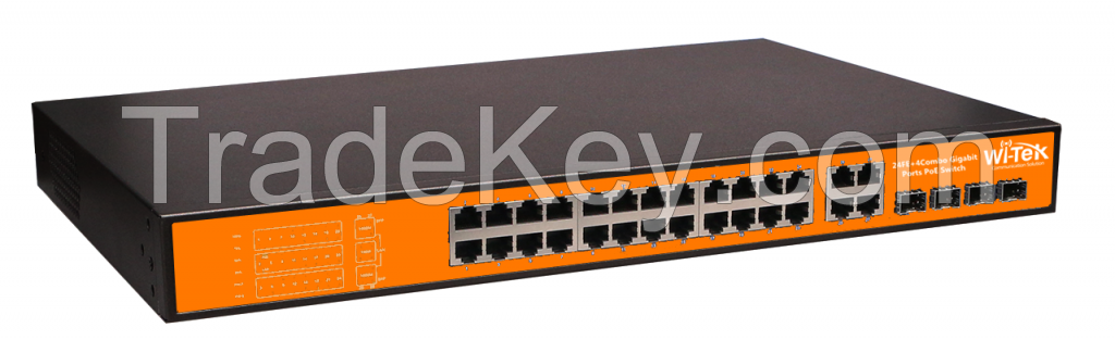 24FE+4Combo Gigabit 48V Ports PoE Switch with 24-Port PoE  WI-PS128GF 