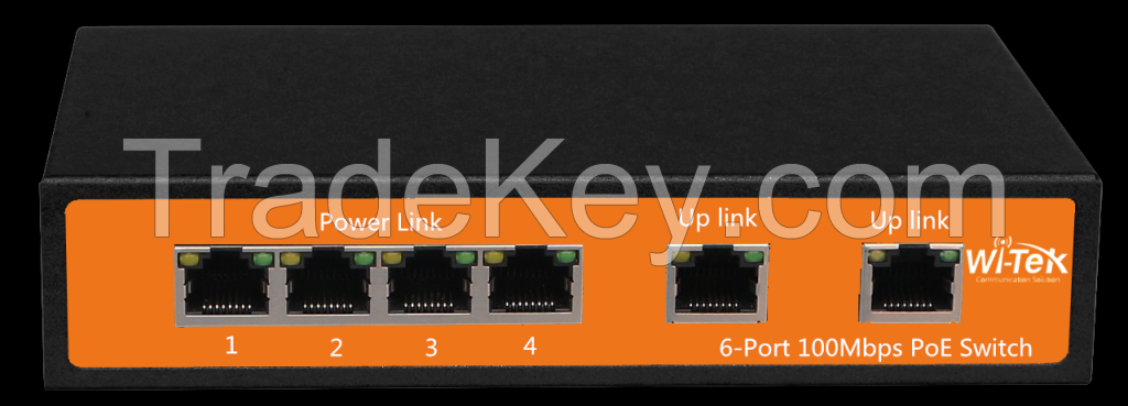 6-Port 48V 100Mbps PoE Switch with 4-Port PoE  WI-PS106 