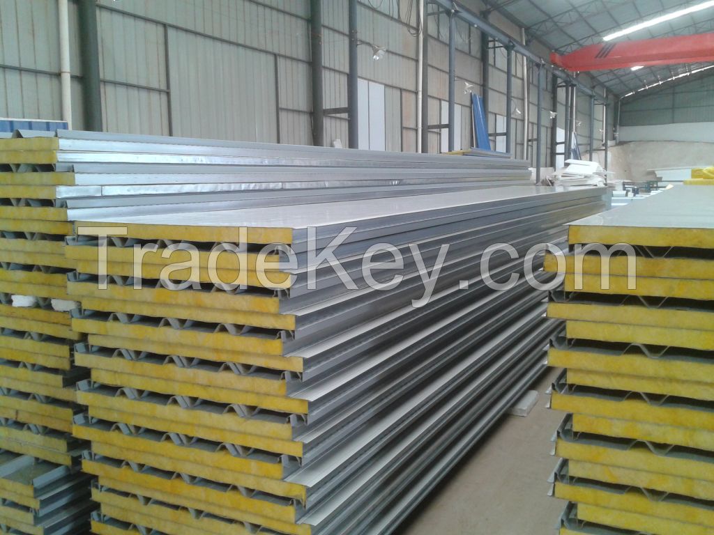 supply high quality color steel rockwool  sandwich panels for wall