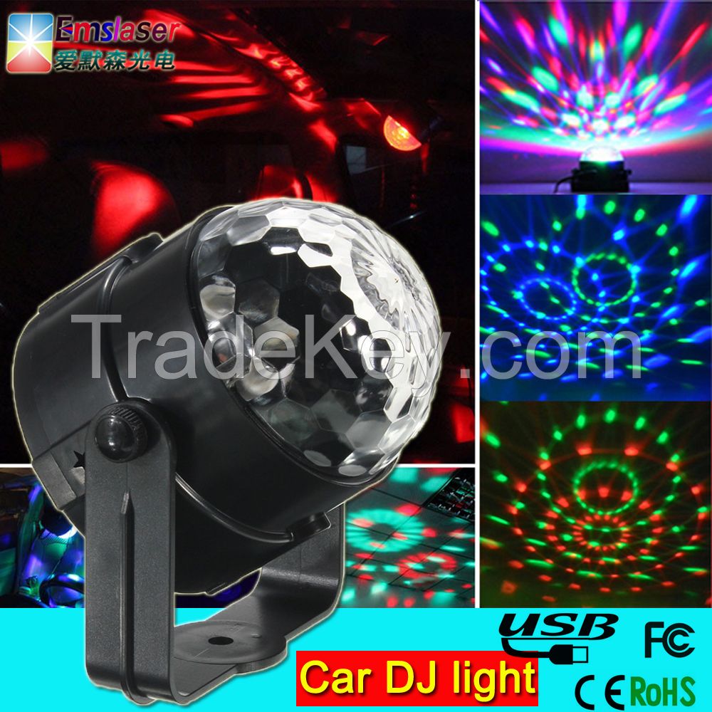 Hot sale 3w car dj light mini rgb led disco dj flash light for the car led magic ball light