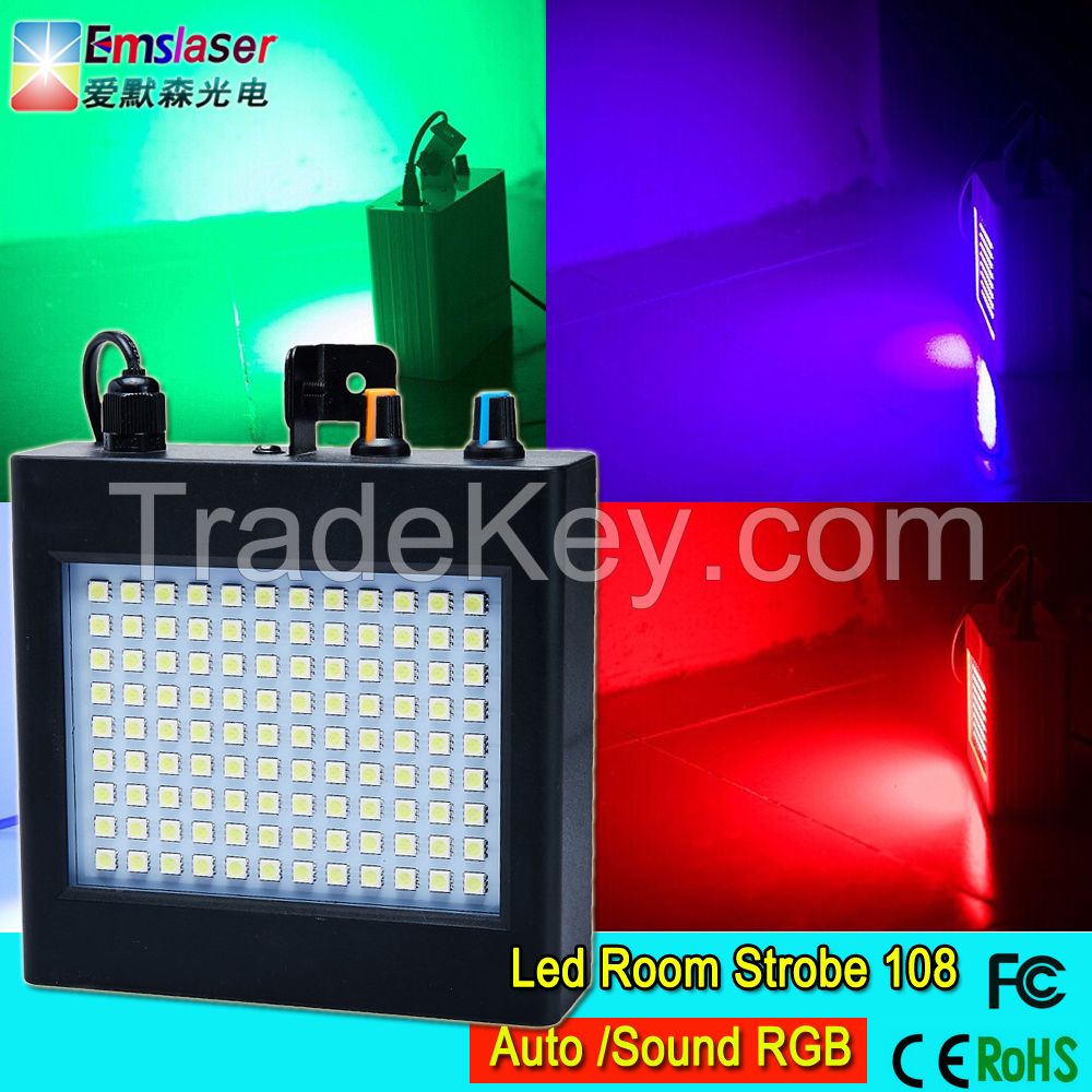 Mini Auto Sound Control LED Strobe light 108 RGB LED Disco Party DJ Bar Light