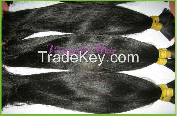 Beautiful hair double drawn straight black bulk hair extension from Vietglobalhair