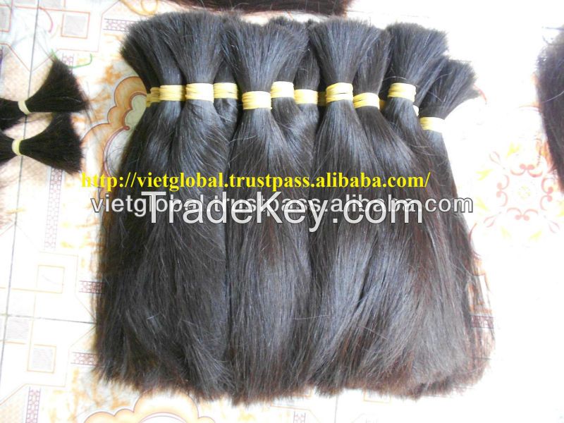 Beautiful hair double drawn straight black bulk hair extension from Vietglobalhair