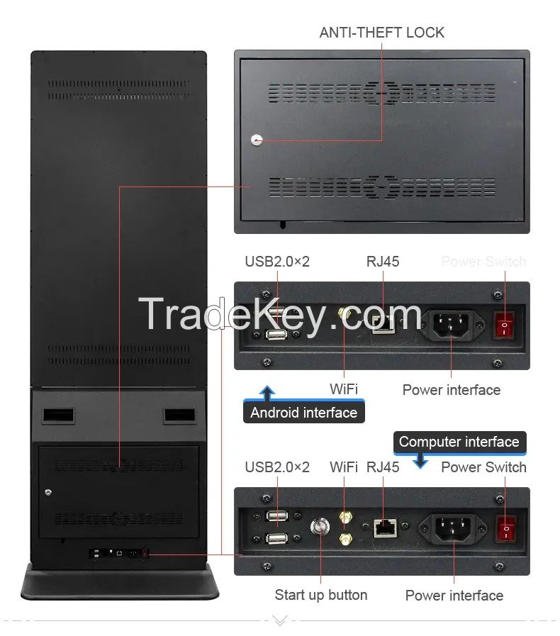 Advertising Player 4K LCD Floor Standing Digital Signage Display 43 49 50 55 65 Inch Touch Screen Digital Signage and Displays