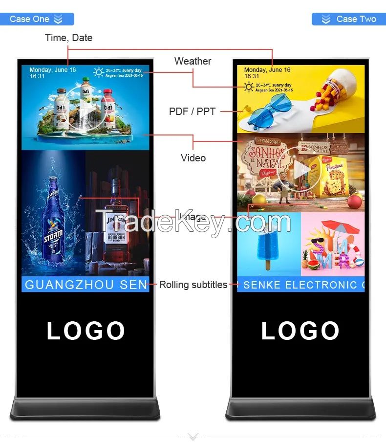 Advertising Player 4K LCD Floor Standing Digital Signage Display 43 49 50 55 65 Inch Touch Screen Digital Signage and Displays