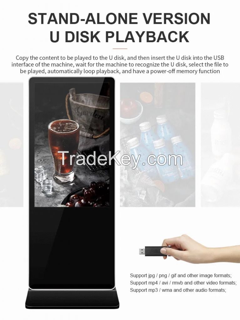 Advertising Player 4K LCD Floor Standing Digital Signage Display 43 49 50 55 65 Inch Touch Screen Digital Signage and Displays