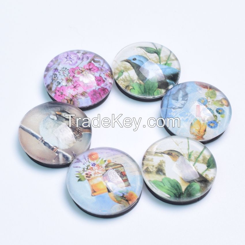 round shape crystal glass fridge magnet for refrigerator