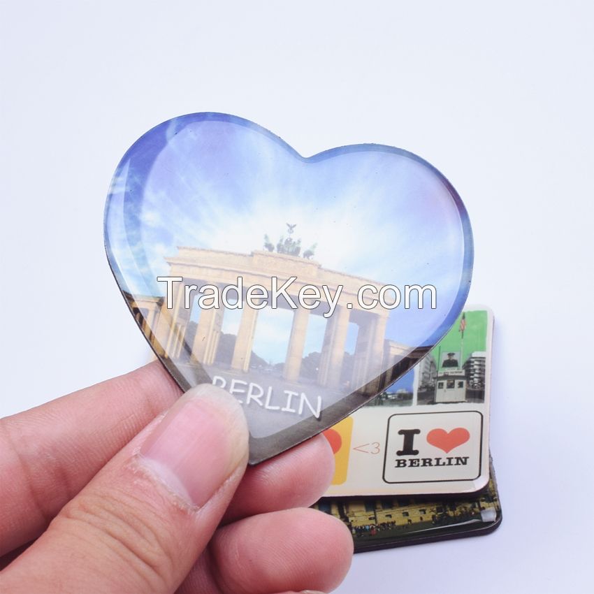 heart shape crystal epoxy fridge magnet for refrigerator