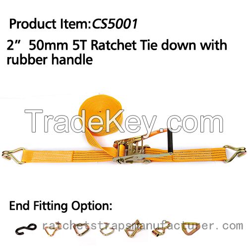 CS5001 2â€ 50mm 5T ratchet tie down with rubber handle