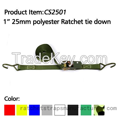 CS2501 1&quot; 25mm polyester ratchet tie down