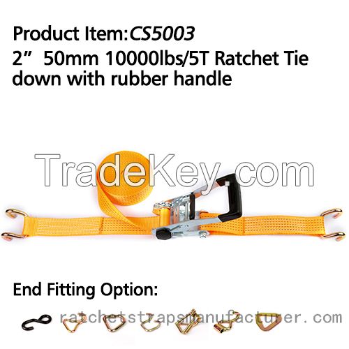 CS5003 2" 50mm 1000lbs/5T Ratchet Tie down with rubber handle