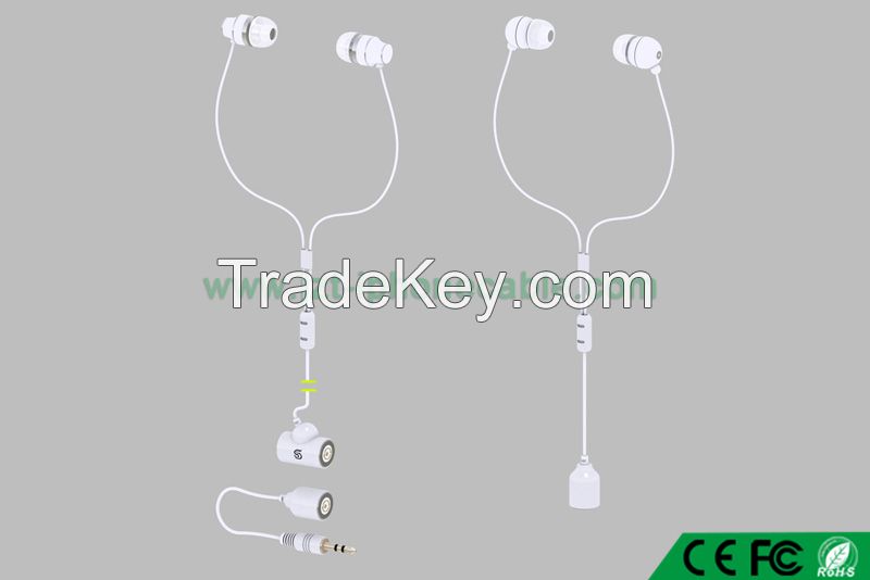 New tangle-free flat cable couple earphones