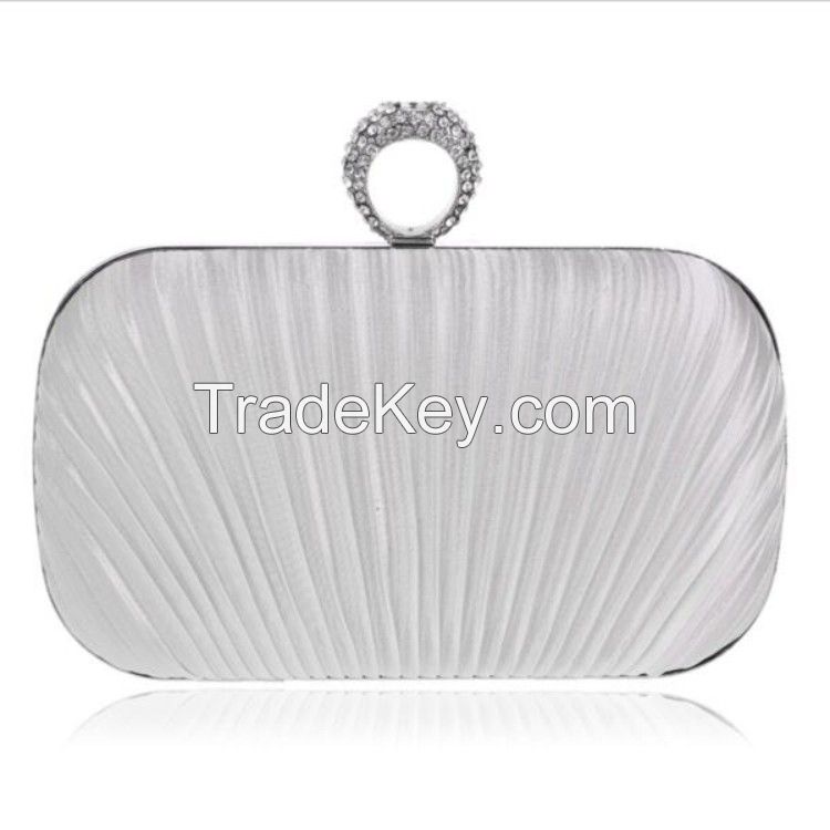 Womens Silk Satin Pleated Evening Bag