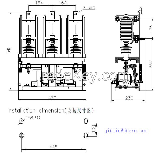 HVJ3 7.2KV and 12KV vacuum contactor 160A to 630A