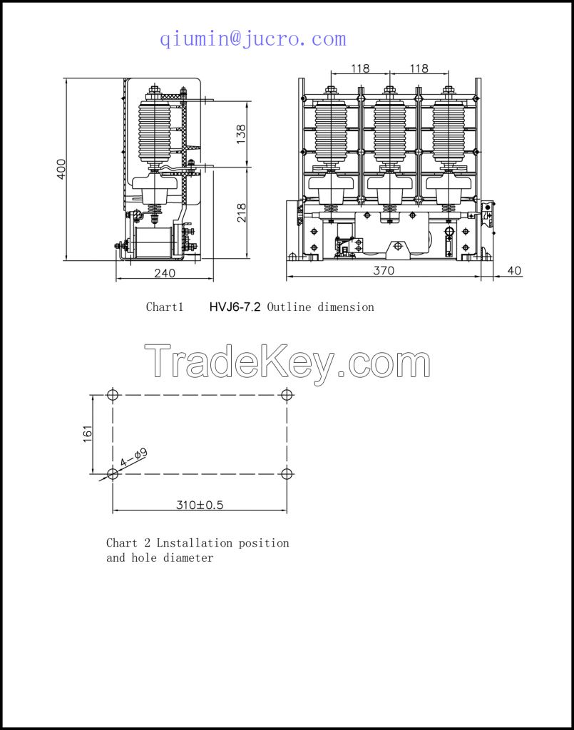 HVJ6 JCZ5 7.2KV and 12KV vacuum contactor 200A 400A 630A