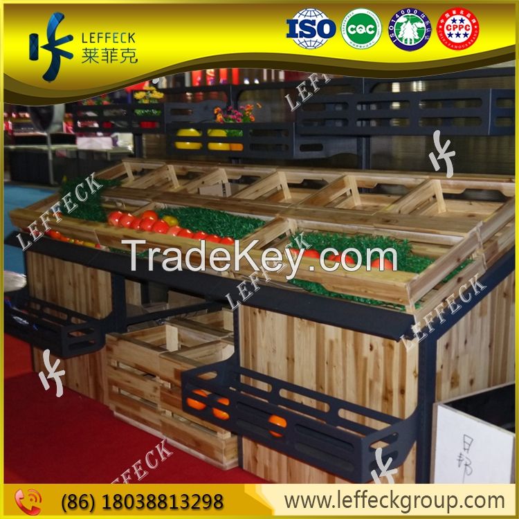 High capacity wooden fruit and vegetable display stand