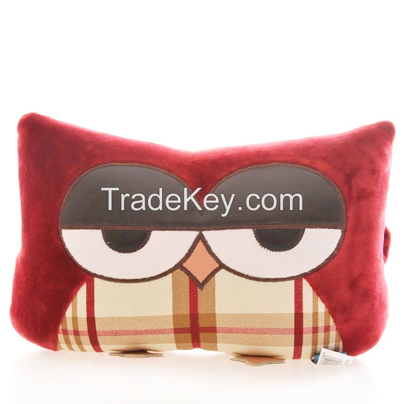 Plush owl pillow in car