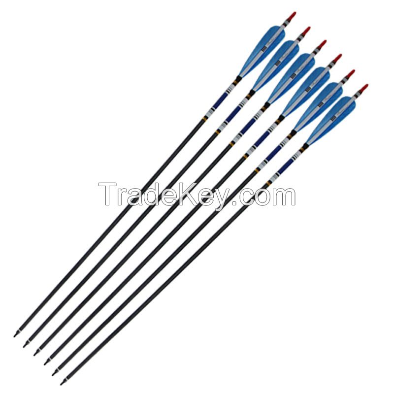 6Pcs 31" Carbon Arrows with Turkey Feather for Hunting Archery Recurve Bows