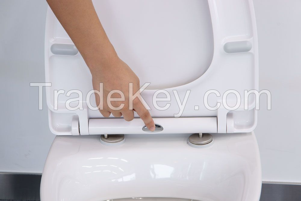 Urea toilet seat with quick release and soft close function