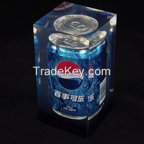 Acrylic /poly resin coca-cola can bottle block cube 