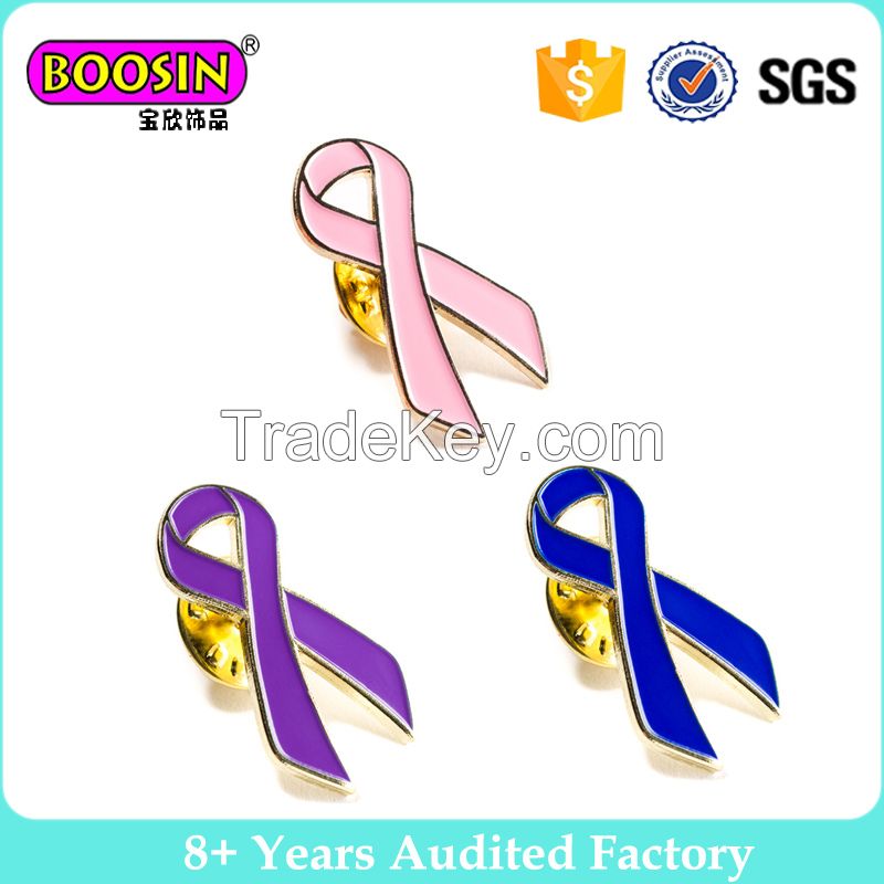 Enamel Ribbon Lapel Pin General Cancer Awareness Ribbon Brooch Pin