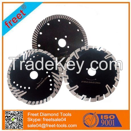 sintered diamond saw blade turbo blade continuous blade segmented turbo blade with protective segments for dry&wet cutting