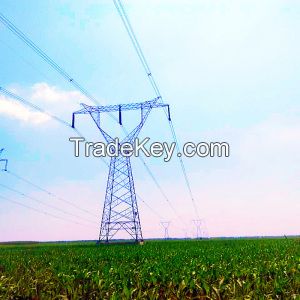 500 Kv Linear Power Transmission Angle Steel Tower with Single Circuit