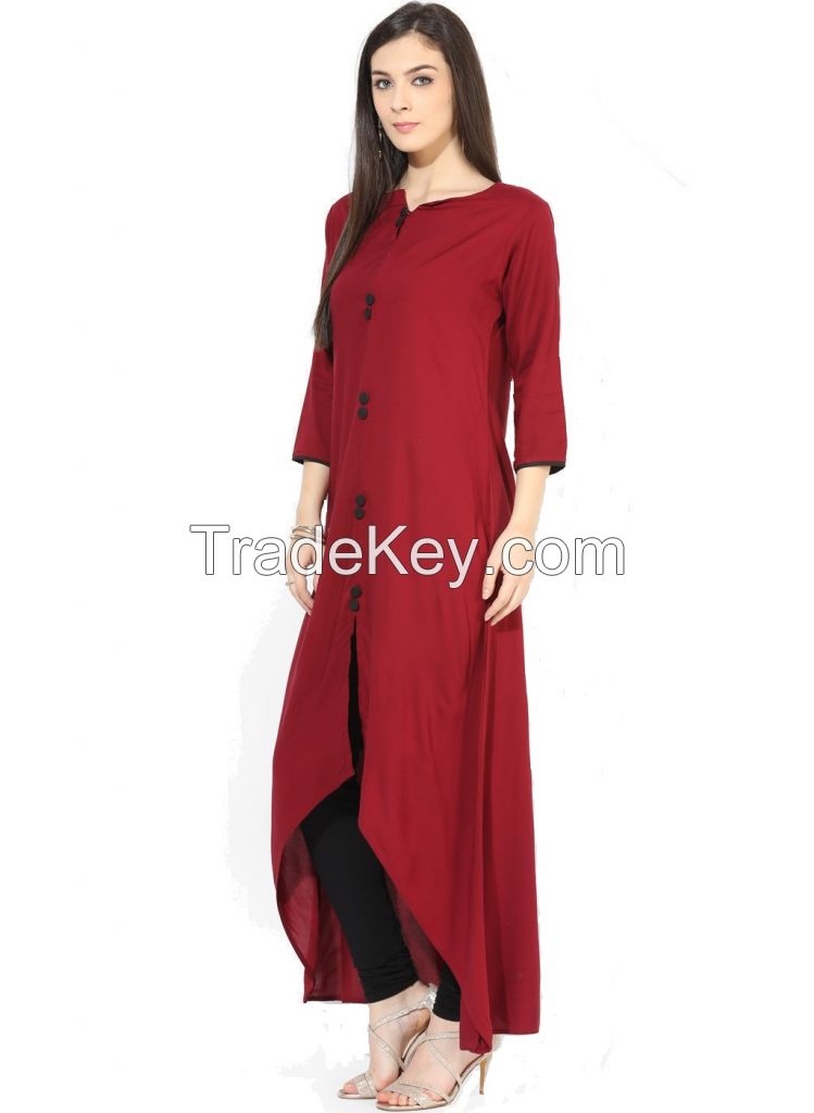 Designer Maroon Rayon fabric Kurti