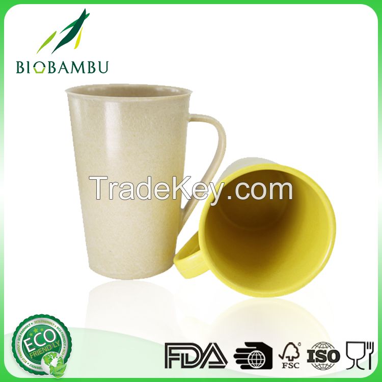 Fancy China supplier Custom logo bamboo fiber cup with handle
