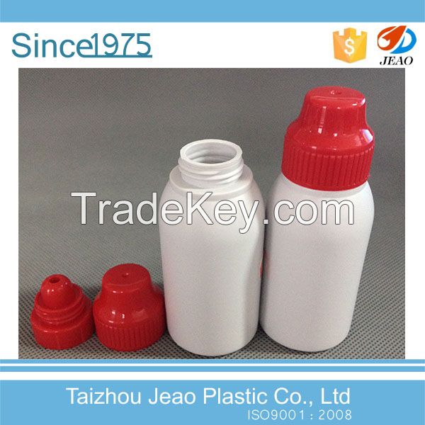 New product hot D-20 50ml LDPE white Cylindrical plastic dropper bottle with red cap