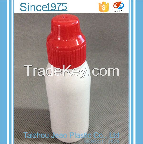 New product hot D-20 50ml LDPE white Cylindrical plastic dropper bottle with red cap