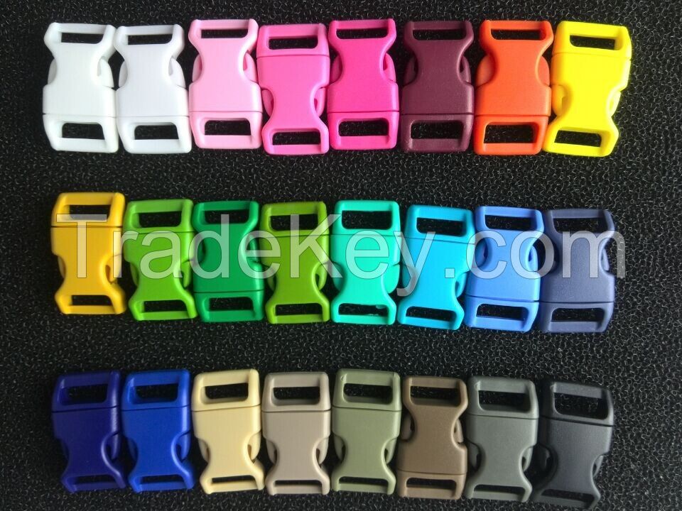 Buckle, curved or straight plastic release buckle