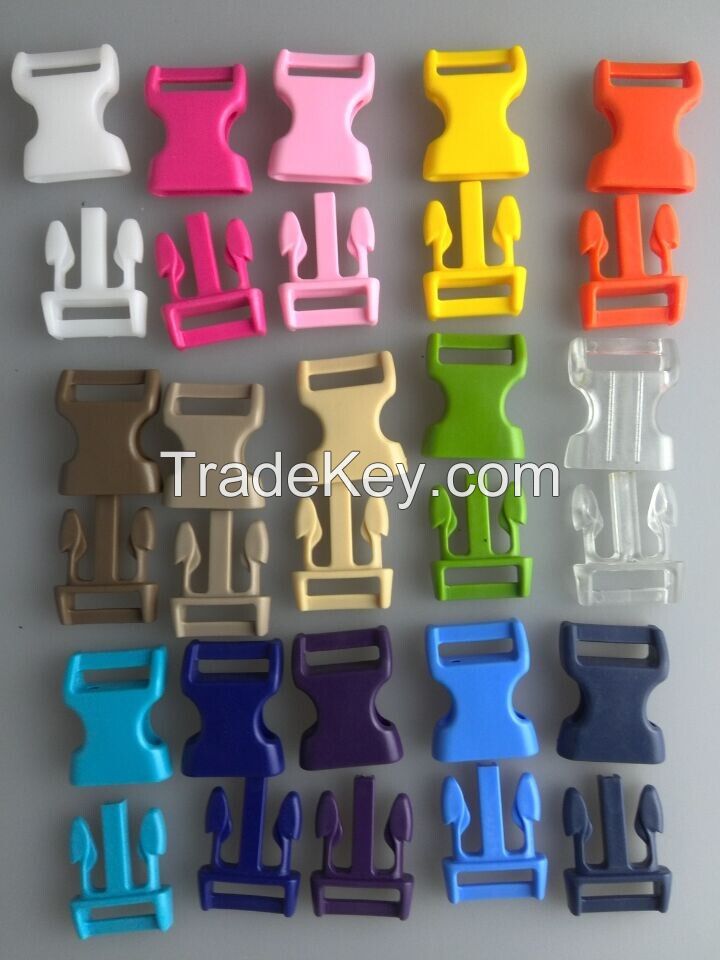 Buckle, curved or straight plastic release buckle
