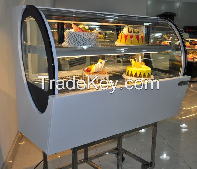 Curved glass cake display showcase