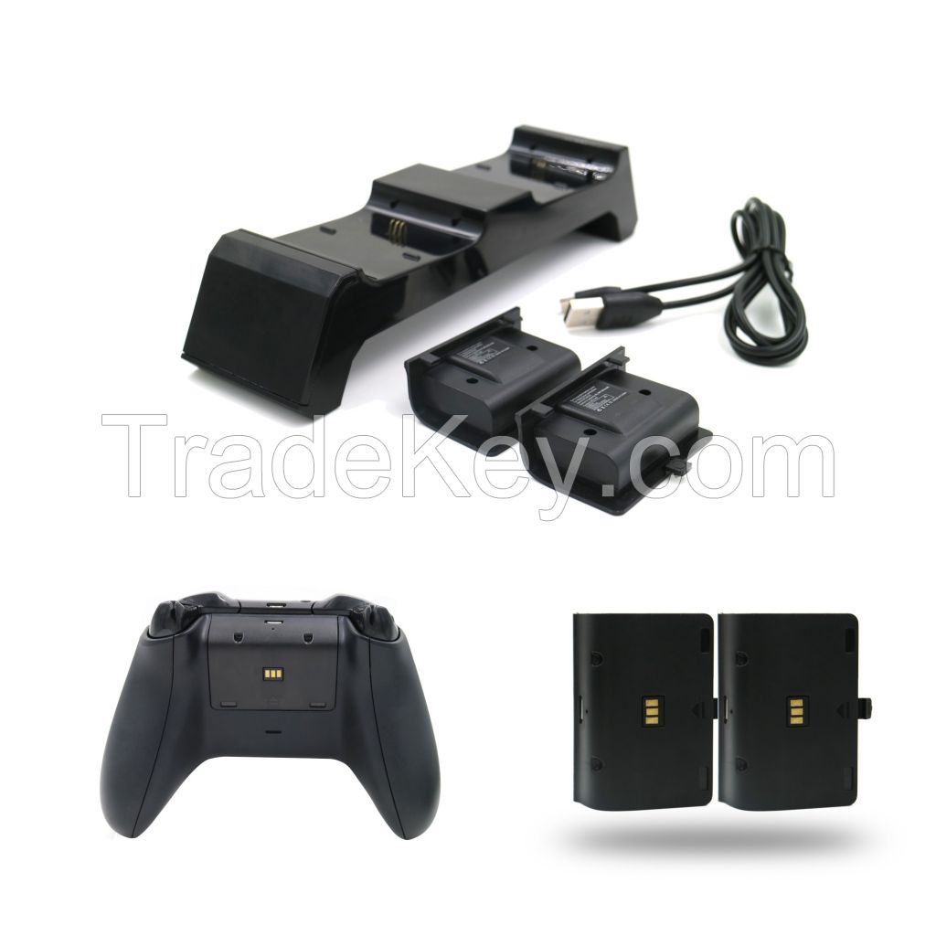 USB LED Dual Charging Dock Charger Station with 2 Rechargeable Batteries Fast Charging for XBOX ONE