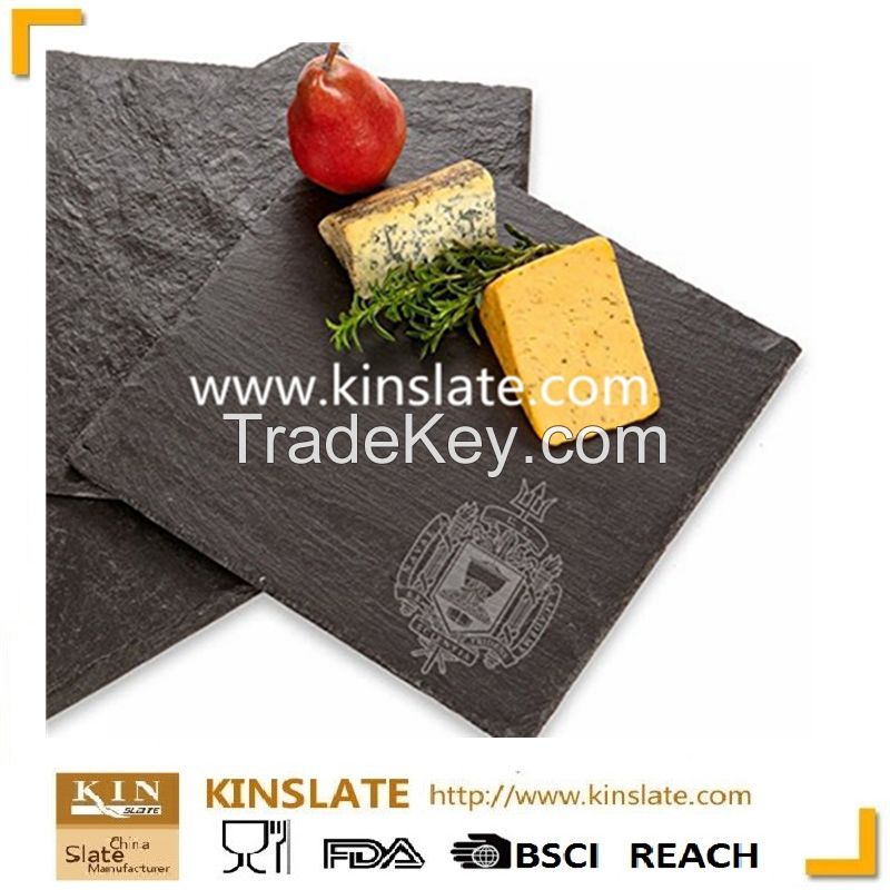 Factory Direct Price Natural Round Black Slate Plate with high quality