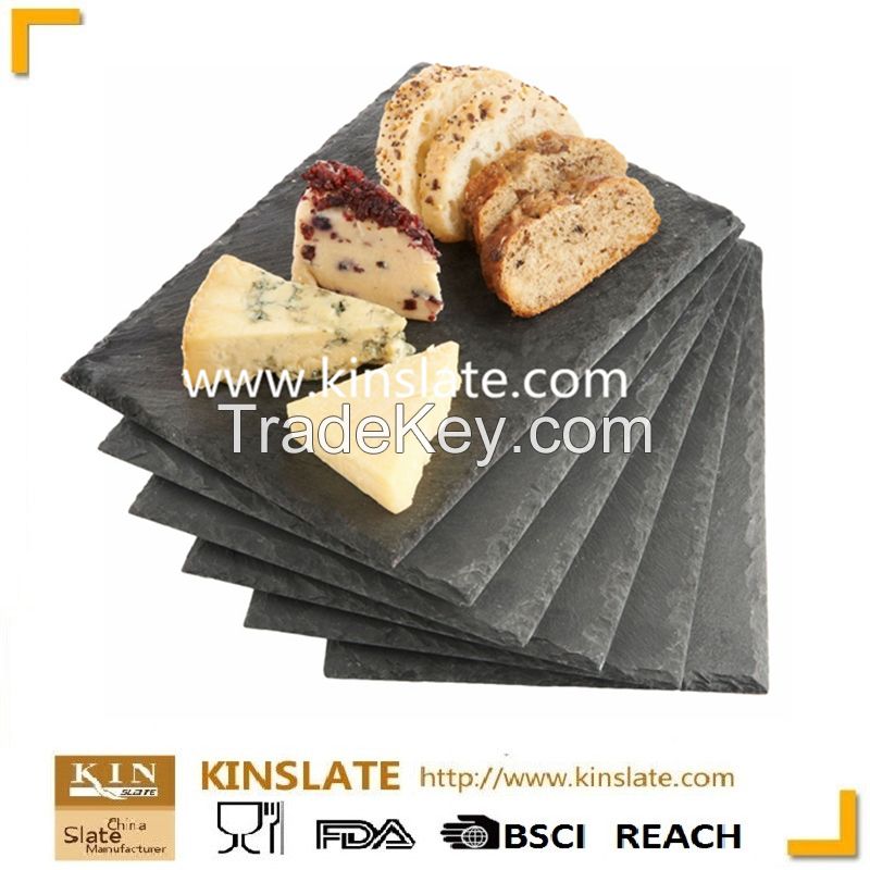 Factory Direct Price Natural Round Black Slate Plate with high quality