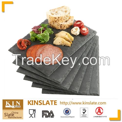 Square cheap black slate dinner plate per your requirement