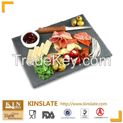Square cheap black slate dinner plate per your requirement