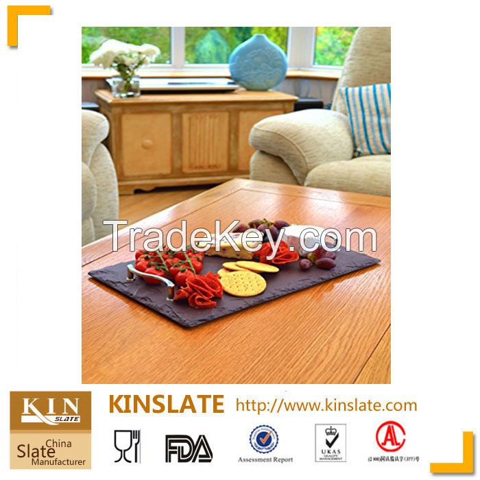 Chinese high quality black natural slate stone sevring  tray