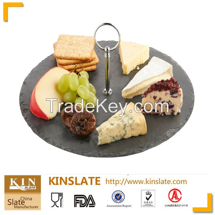 Chinese high quality black natural slate stone sevring  tray