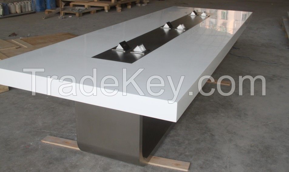 Acrylic Solid Surface sqaure office Conference Table furniture