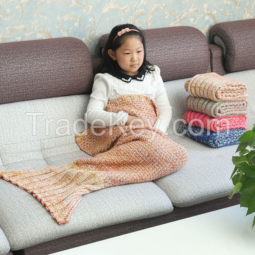acrylic fabric handmade knitted mermaid tail blankets and mermaid blanket 