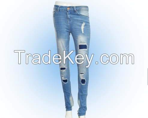 Nice fashion pakistan design women denim tight rippied jeans