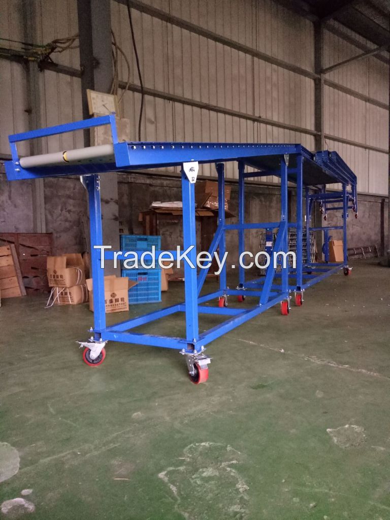 gravity telescopic container loading and unloading conveyor 