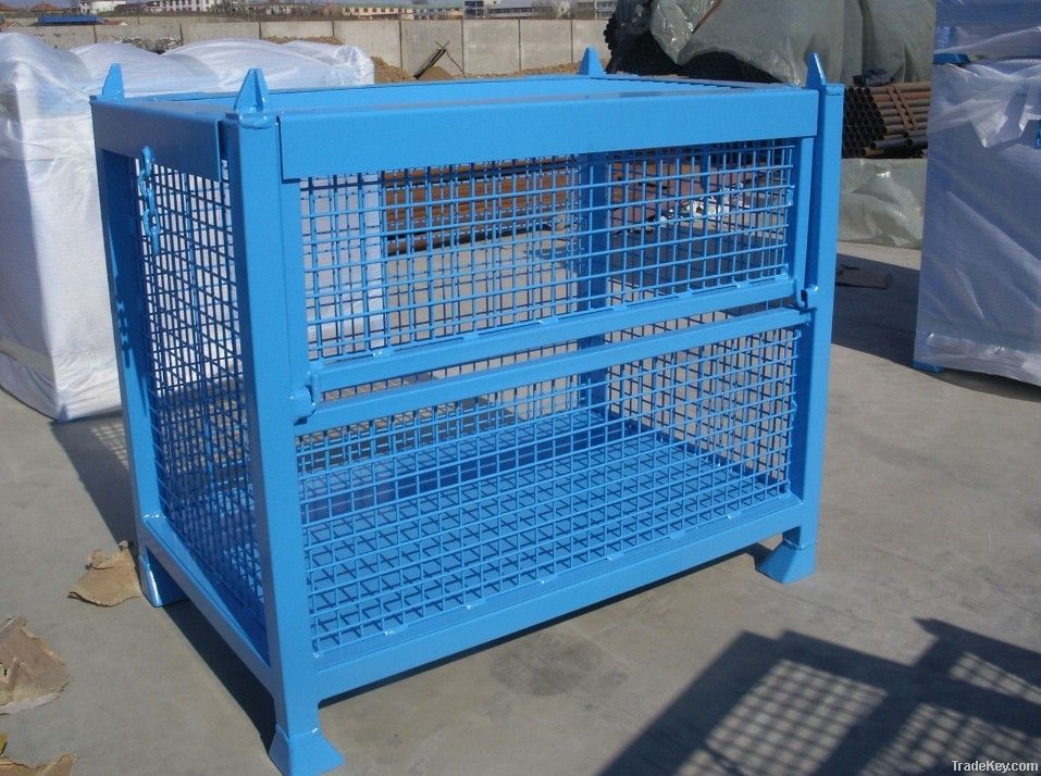 demountable roll container, stackable pallet wire mesh container