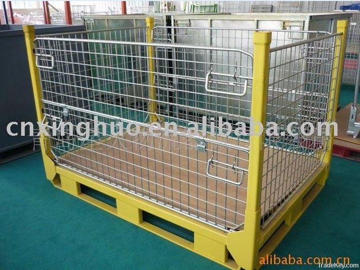 demountable roll container, stackable pallet wire mesh container