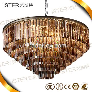 Amber/Grey/ Transparen K9 Crystal Retro led chandelier lamp