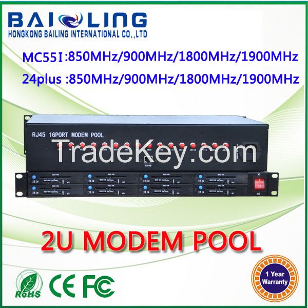 best price 2 U modem pool based on SL8080T 16 port usb/rj45 modem pool