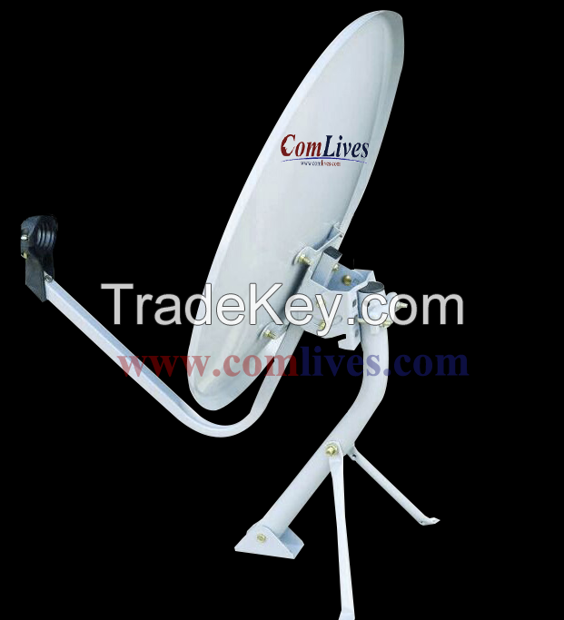 satellite dish, satellite antenna, offset dish, prime dish
